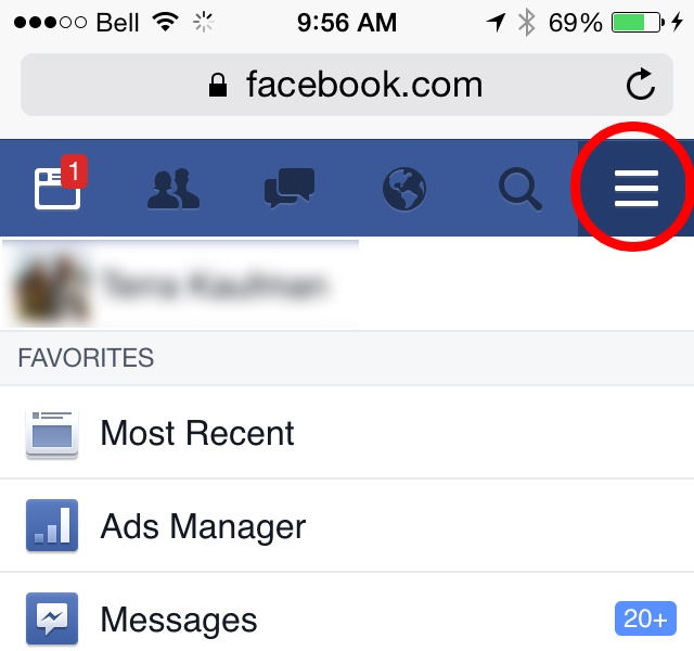 Open the Facebook Menu