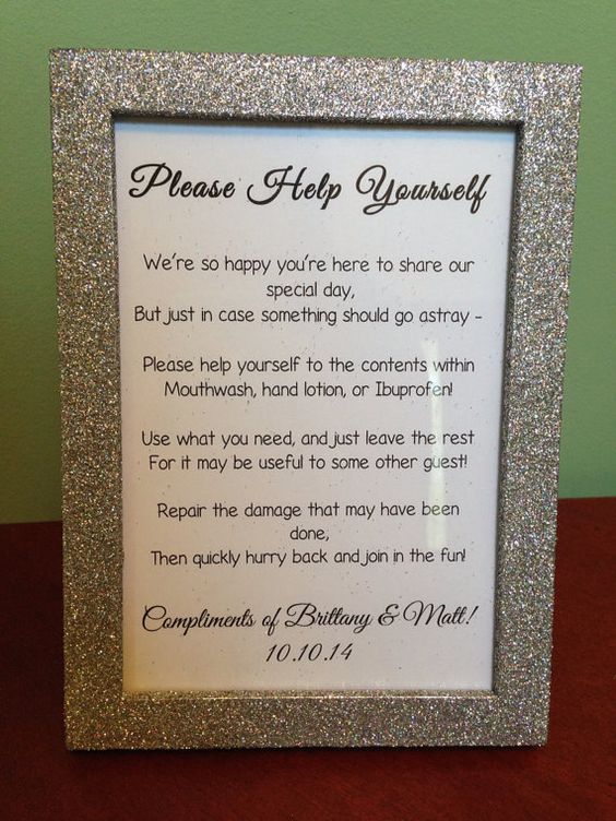 Glittered Wedding Bathroom Sign Frame