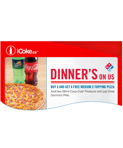 iCoke & Dominos – Free Pizza with PINs