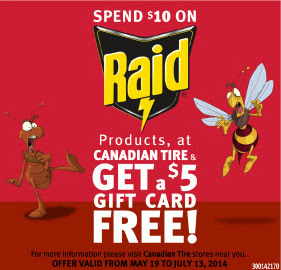 Canadian Tire & Raid Gift Card Rebate Offer