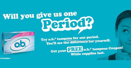 o.b. Tampons Free Product Coupons — Deals from SaveaLoonie!