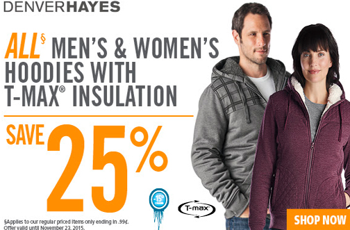 Mark’s – 25% off T-Max Insulation Hoodies