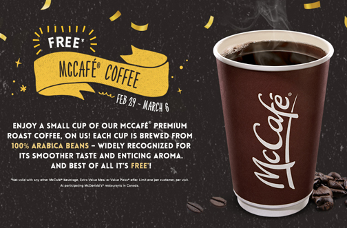 Free McDonald’s McCafe Coffee