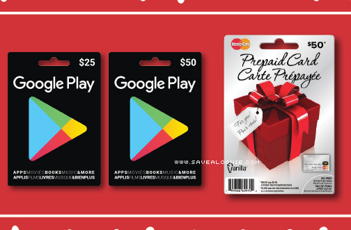 Shoppers Drug Mart Google Play & Vanilla MasterCard Gift