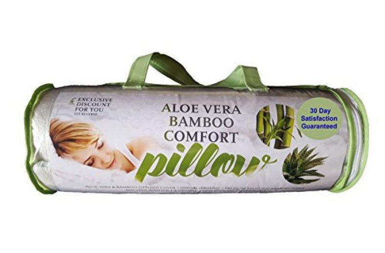 Aloe Vera Bamboo Comfort Pillow with Shredded Memory Foam and Removable