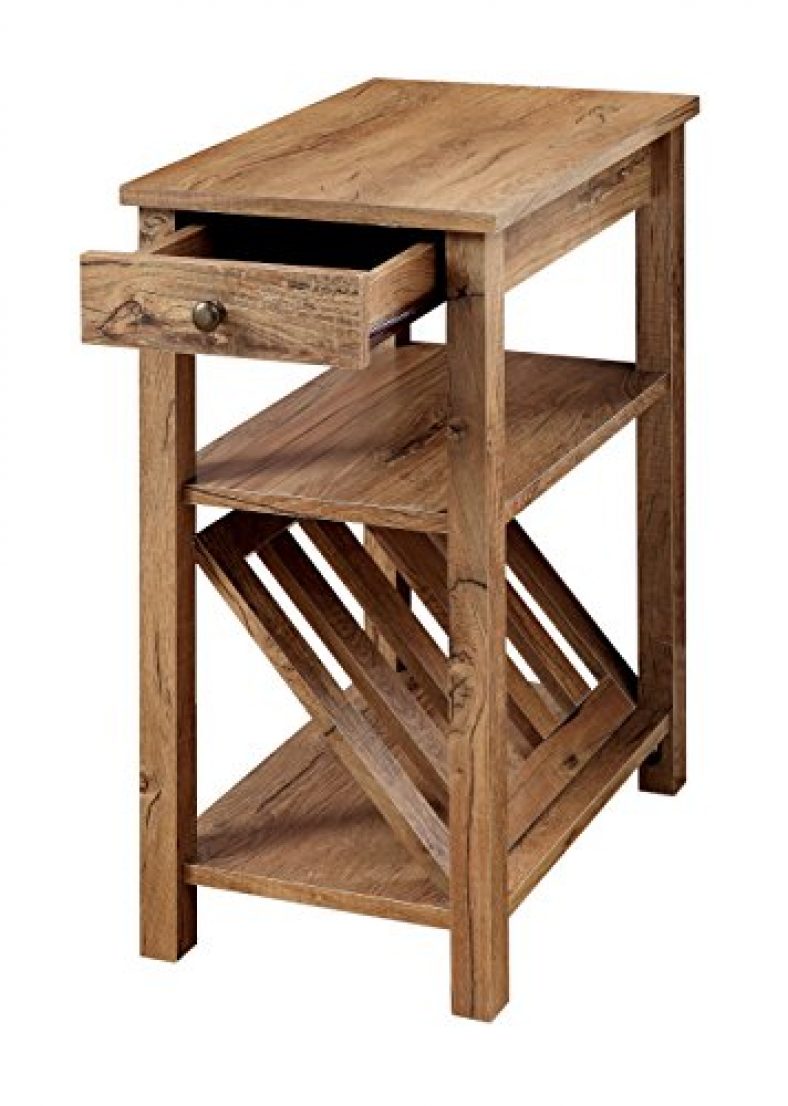 Furniture of America Erhart II 1Drawer Side Table with Magazine Rack