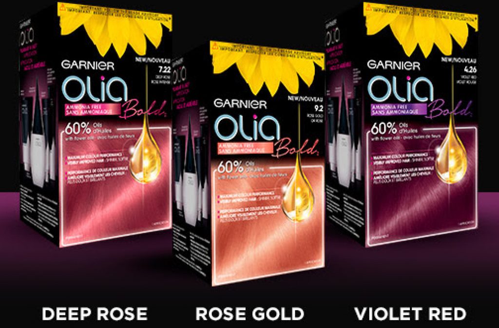 Garnier Olia Bold Ammonia Free Permanent Hair Color (Packaging May Vary), 7.22 Deep Rose Quartz, Rose Hair Dye, 1 Count - wide 2