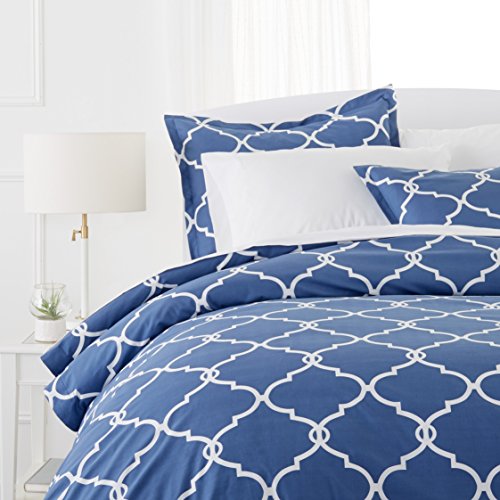 Pinzon 300-Thread-Count 100% Cotton Cool Percale Duvet Cover Set, King, Bijou Blue