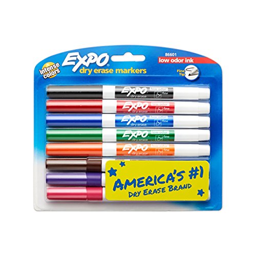 Expo Low Odour Dry Erase Pen-Style Markers, 8 Coloured Markers