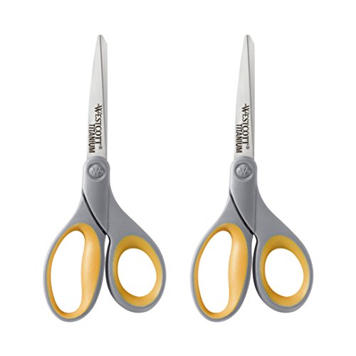 Westcott Straight Titanium Scissors with New Handle Design, 8 Inch, 2-Pack