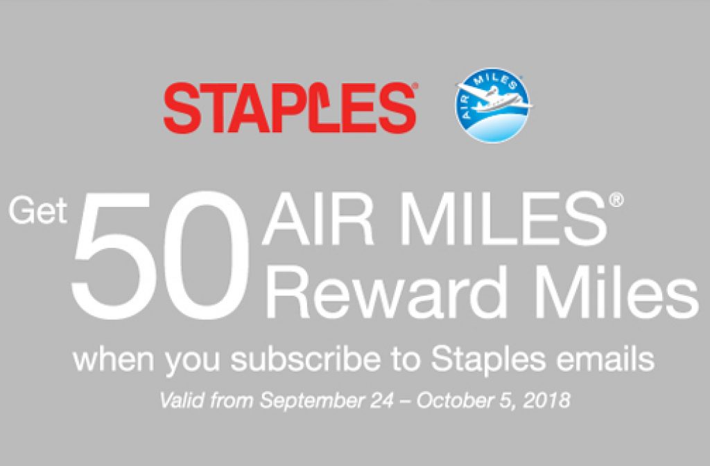 Staples 50 Free Air Miles Reward Miles — Deals from SaveaLoonie!