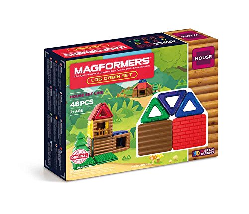 Magformers Log Cabin (48 Piece) Building Set, Multicolor