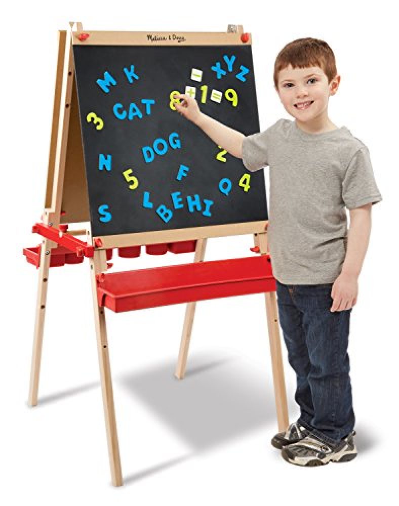 Melissa & Doug Deluxe Standing Art Easel With Chalkboard, Dry
