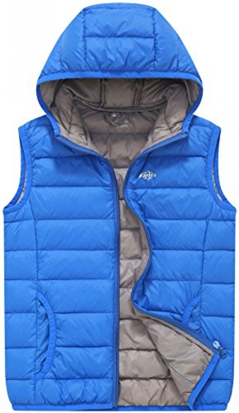 Wantdo Boy's Packable Hooded Puffer Down Vests Sleeveless Lightweight