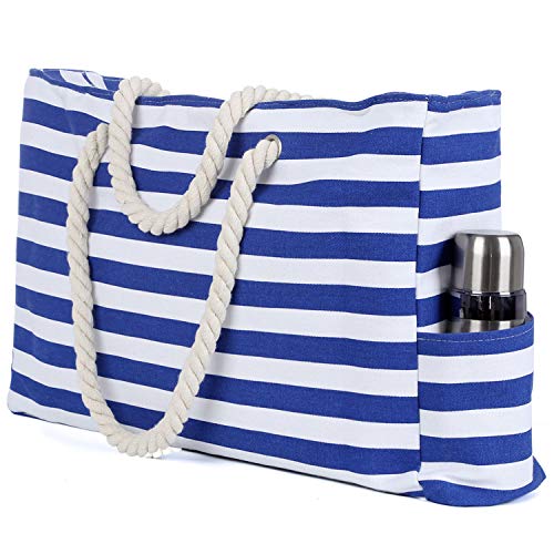Truebest Large Canvas Beach Tote Bag with Zipper — Deals from SaveaLoonie!