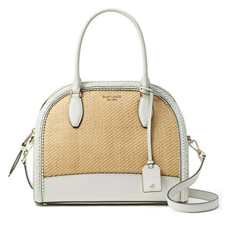 Kate Spade Reiley Straw Crossbody Handbag White Dome Satchel