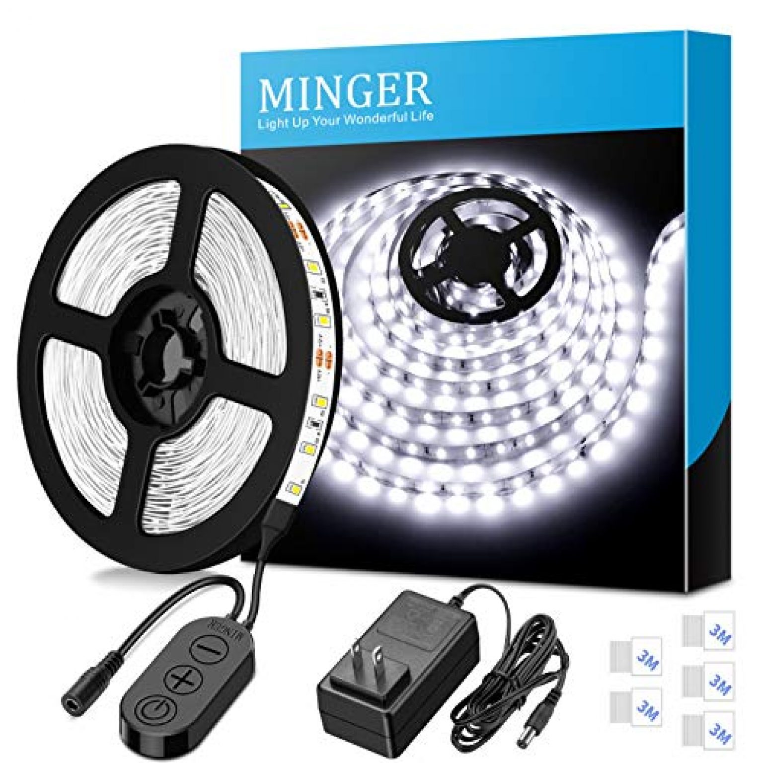 MINGER 16.4ft/5M LED Flexible Strip Light Kit, Daylight White — Deals
