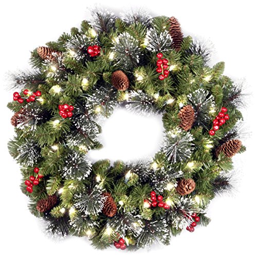 National Tree 24 Inch Crestwood Spruce Wreath with 50 Clear Lights