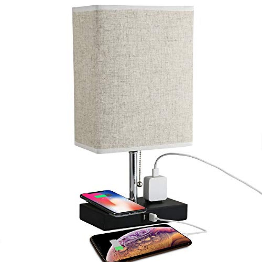 Bedside Table Lamp with Wireless Charging USB Charging Ports and Outlets Power Strip — Deals