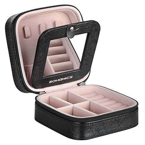 SONGMICS Travel Jewelry Case Mini Box with Mirror
