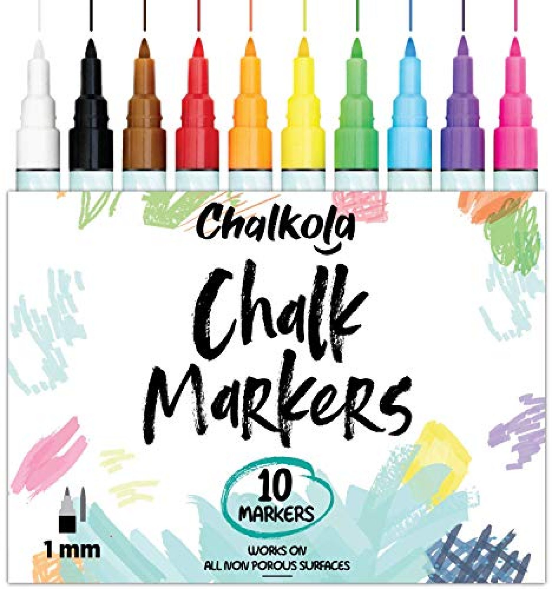 Chalkola 1mm Extra Fine Tip Chalk Markers (10 Pack) Neon Color — Deals