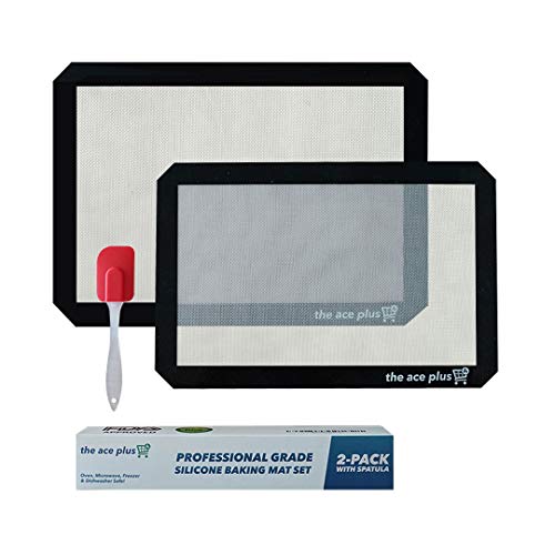 Silicone Baking Mat (2 Size Sheet Set) Professional Grade +Bonus Spatula!