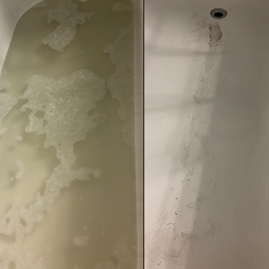 dirty tub water after cleaning reusable bags