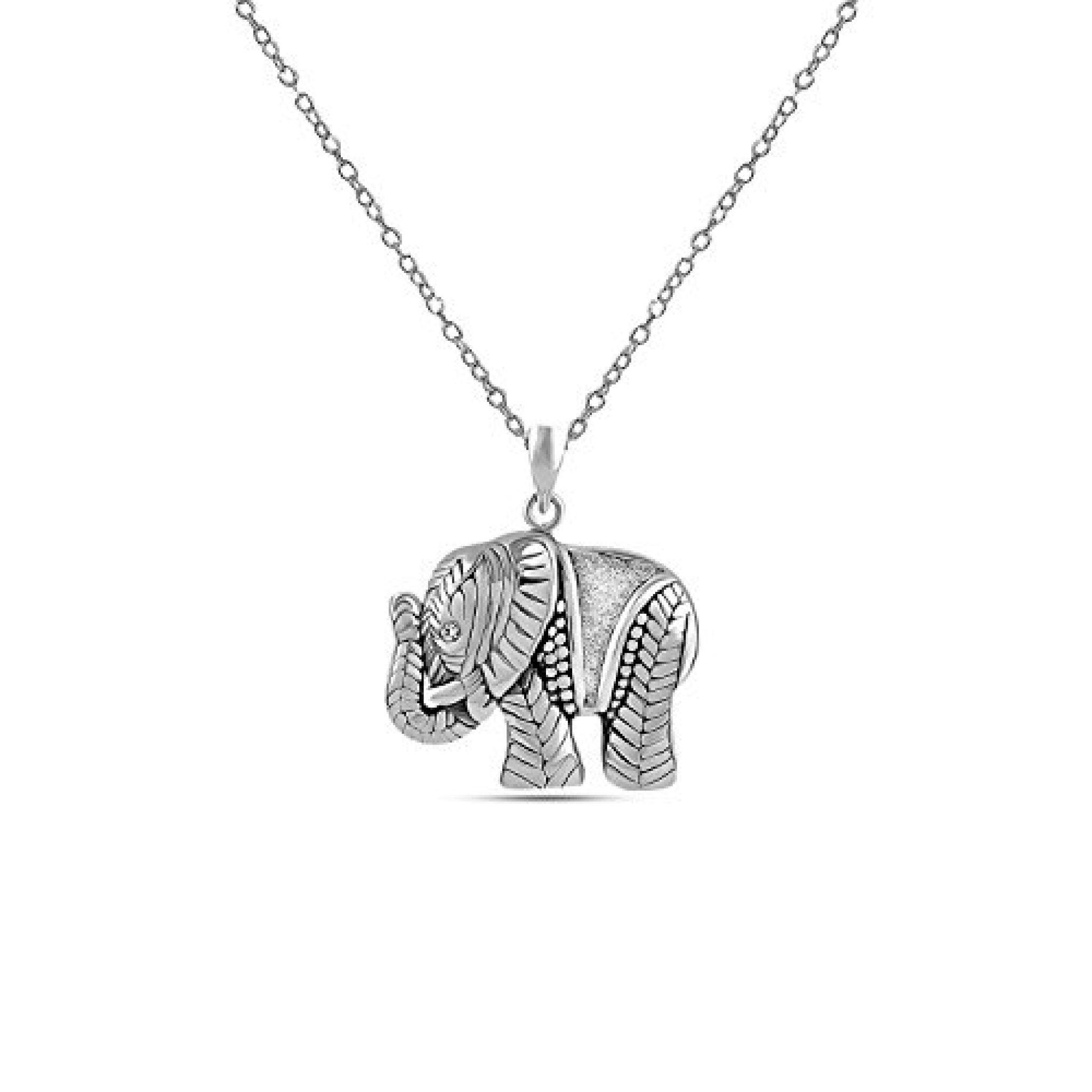 LeCalla Sterling Silver Jewelry Elephant Charm Pendant with Chain ...