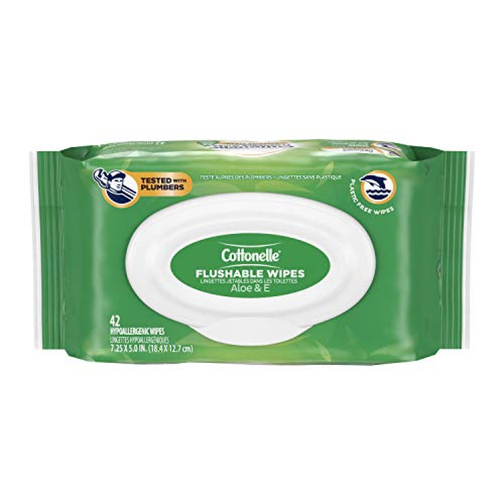 Cottonelle GentlePlus Flushable Wet Wipes with Aloe & Vitamin E, 42
