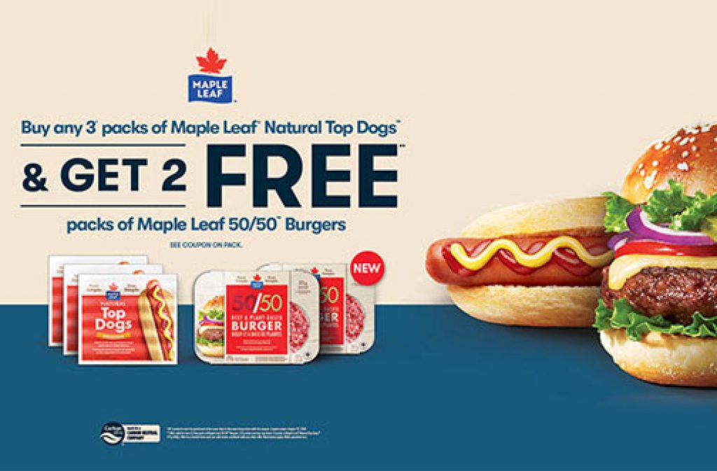 free maple leaf 50/50 burgers