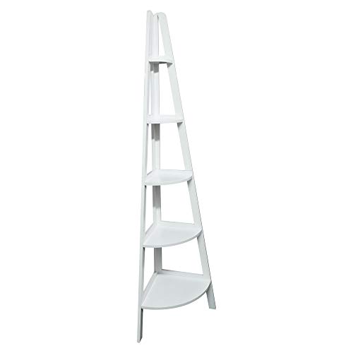 Casual Home 5-Shelf Corner Ladder White Bookcase