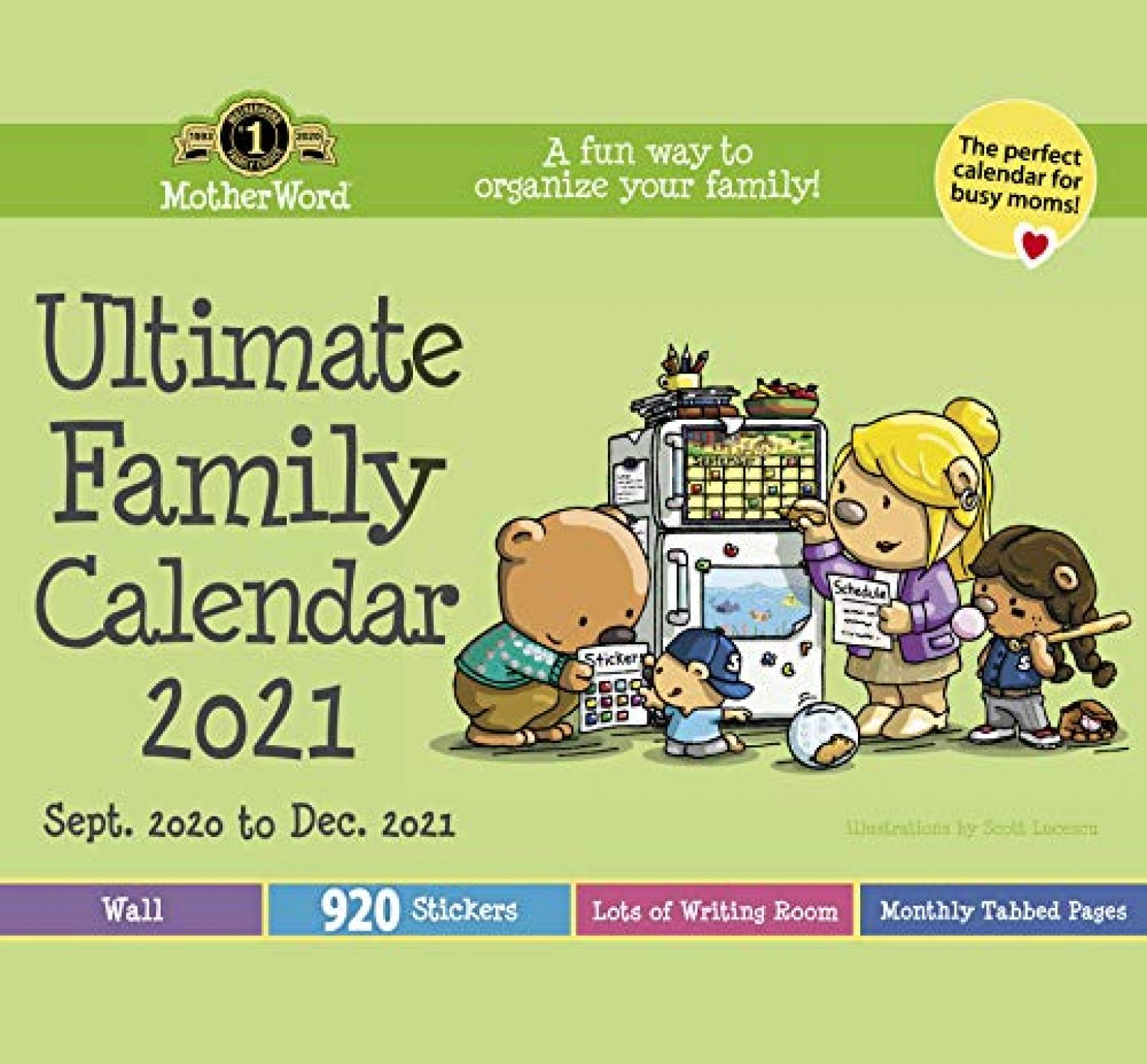MotherWord Ultimate Family Wall Calendar, 16Month, Tabbed Version, 12