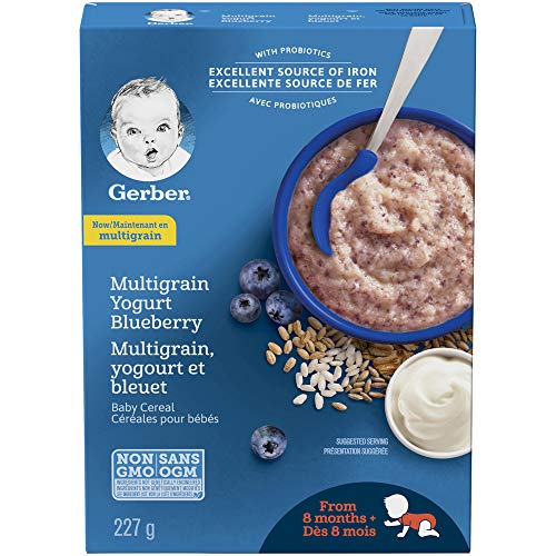 GERBER CEREAL Stage 3 - Wheat with Yogourt & Blueberry, Baby Food, 227