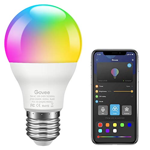 Govee RGB Light Bulbs, Bluetooth Light Bulb A19