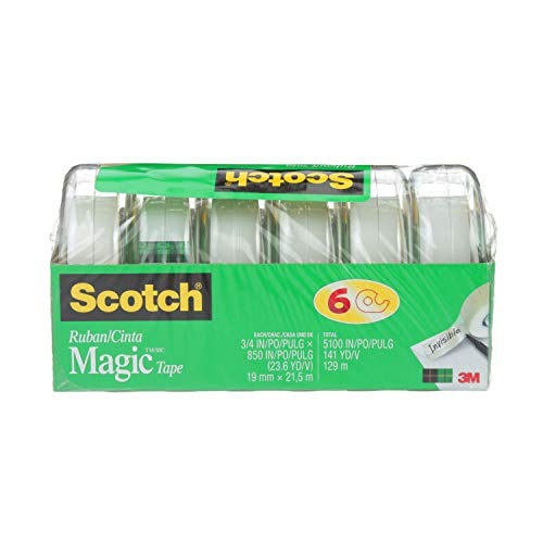 Scotch Magic Tape, 6 Rolls in Dispensers