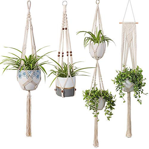 TIMEYARD Macrame Plant Hangers, Set of 4