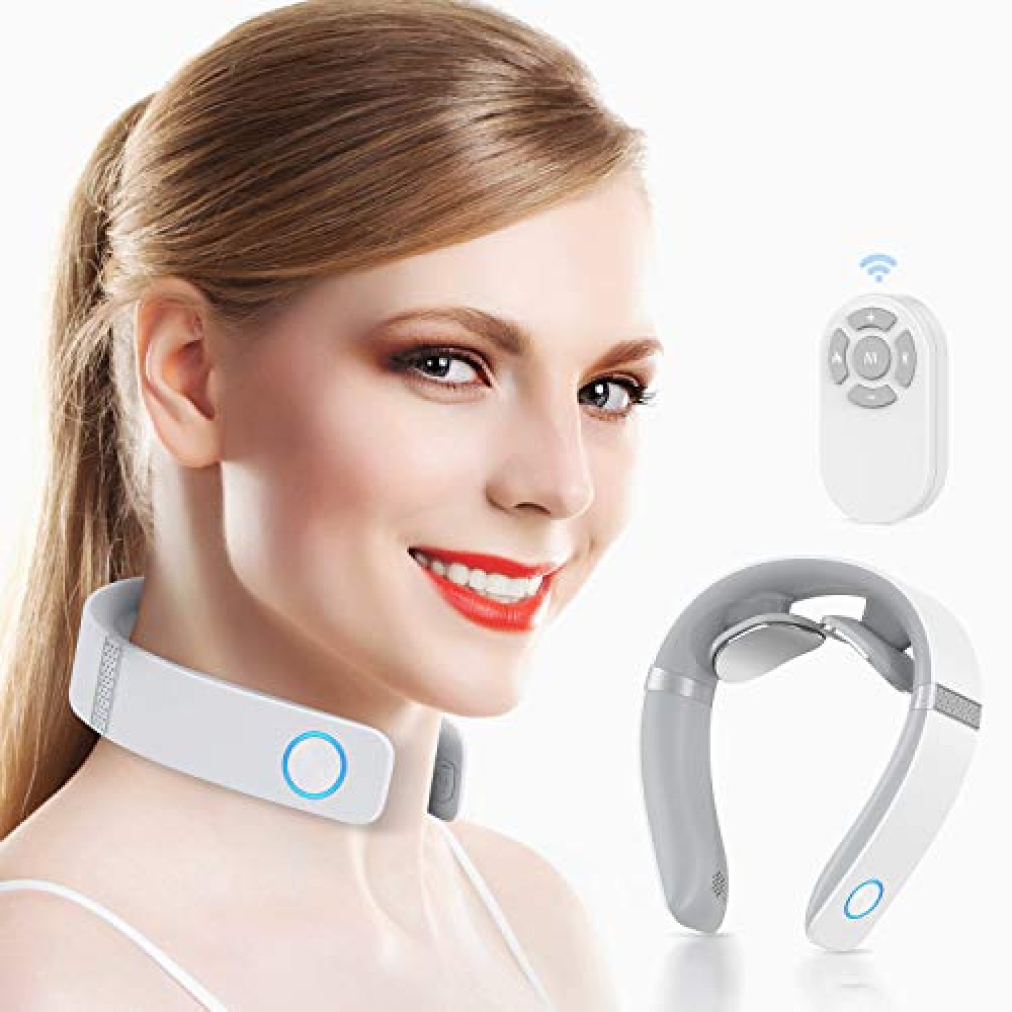 HOMIEE Smart Neck Massager with Heat, 6 Modes, 16 Levels of Intensity