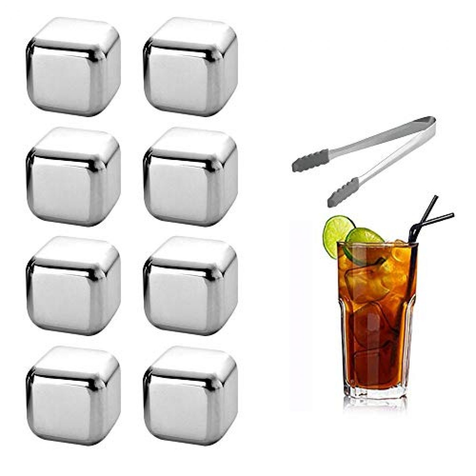 Stainless Steel Ice Cubes, 8 PCS — Deals from SaveaLoonie!