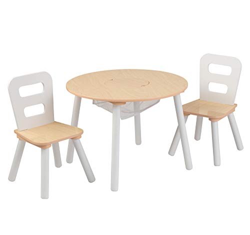 KidKraft Round Table and 2 Chair Set, White/Natural