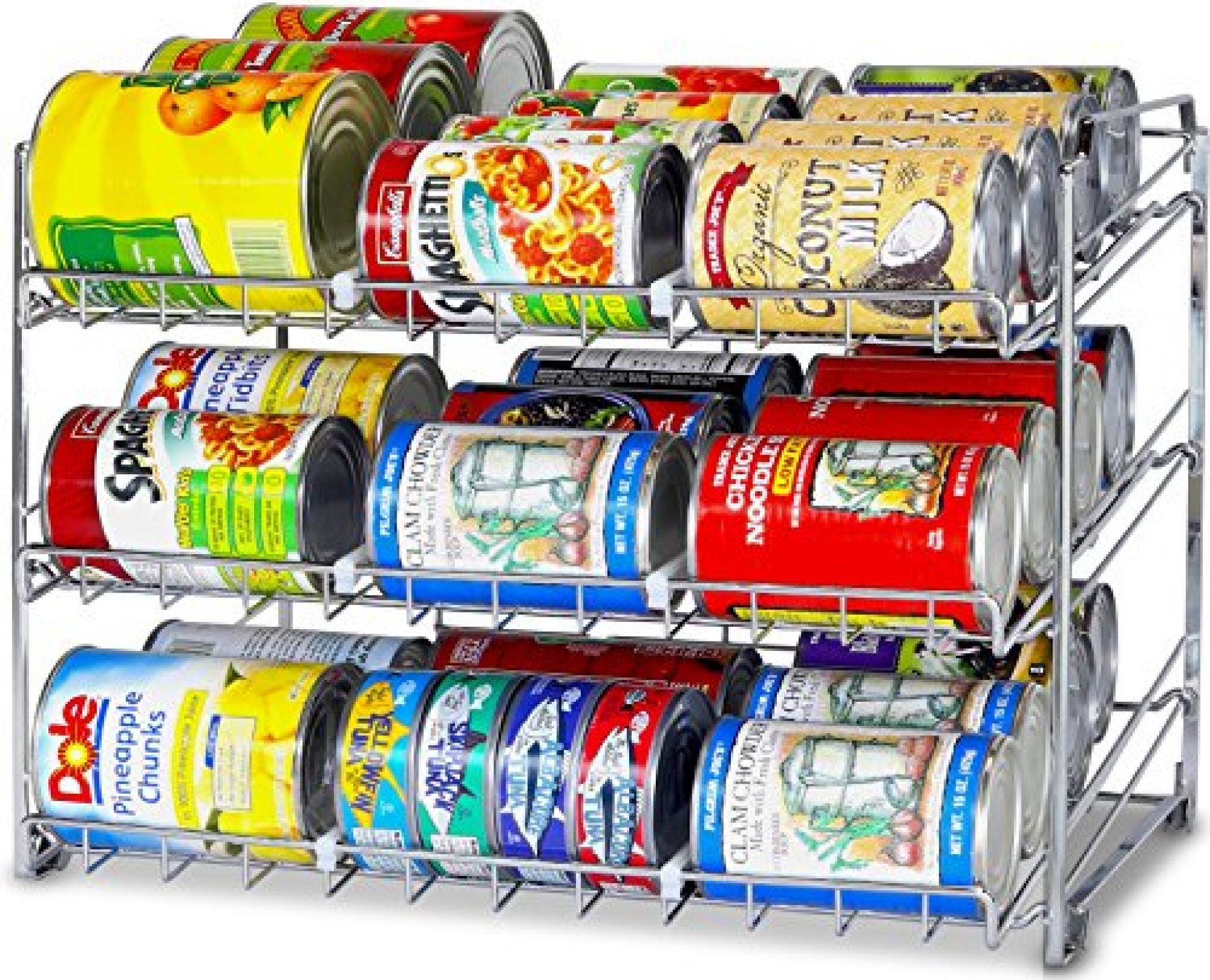 SimpleHouseware Stackable Can Rack Organizer, Chrome — Deals from