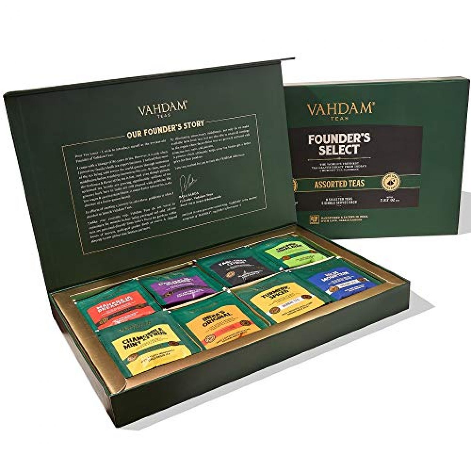 VAHDAM Assorted Tea Bag Sampler Gift Set 8 Tea Flavors, 40 Tea Bags — Deals from SaveaLoonie!