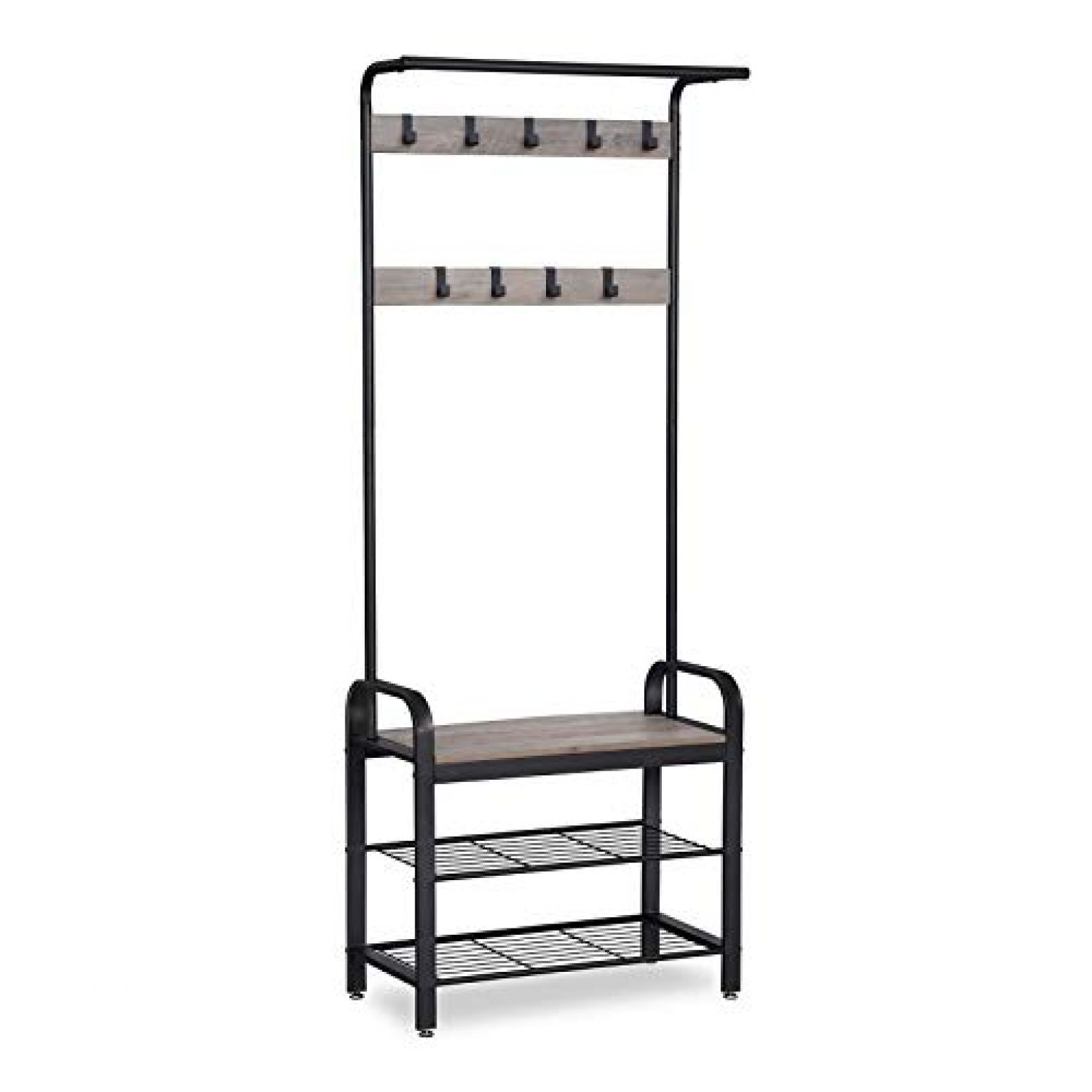 VASAGLE Coat Rack, Shoe Bench, Hall Tree Storage Shelf for Entryway