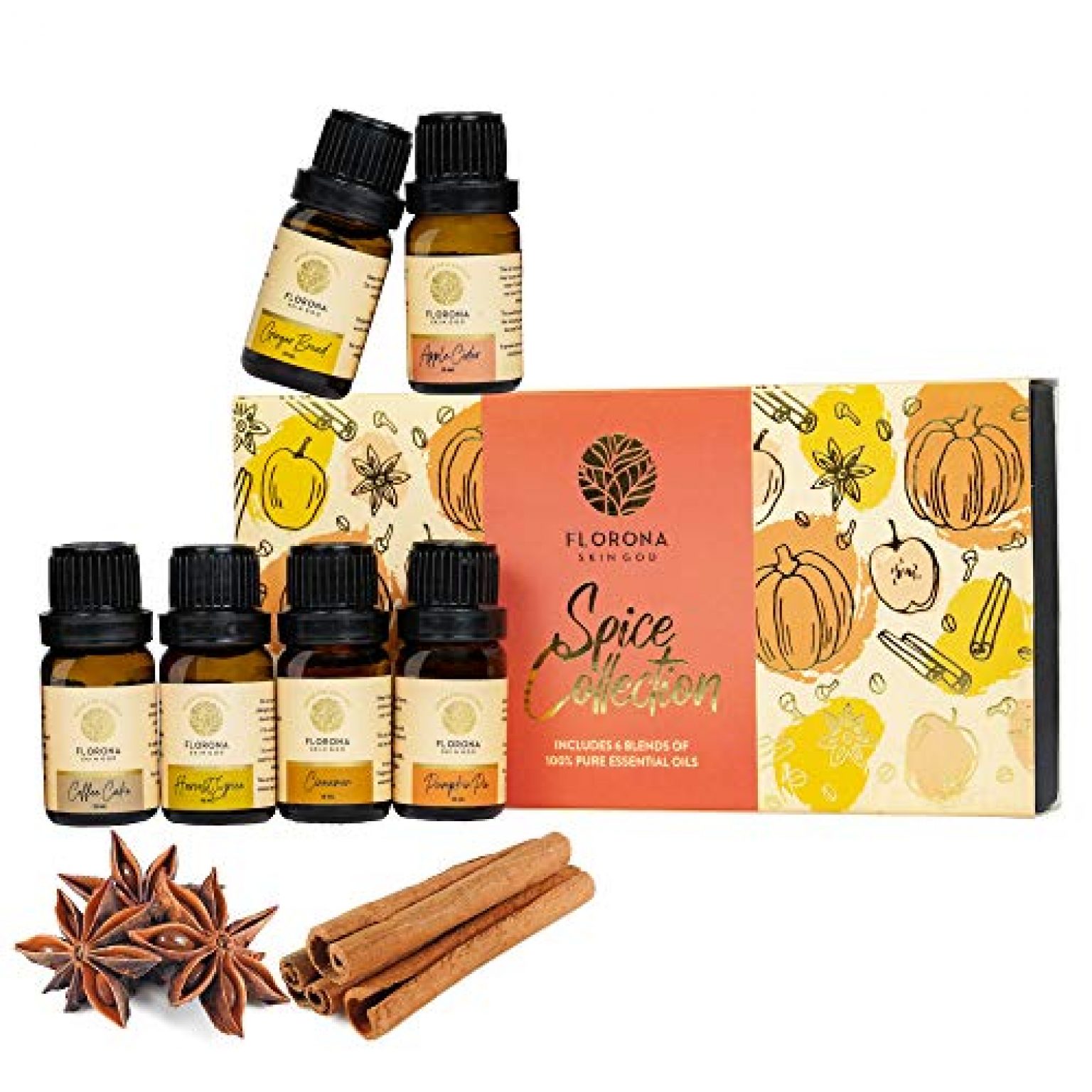 Florona Spice Essential Oils Blend, Upgraded 6 Packs 10ML Aromatherapy