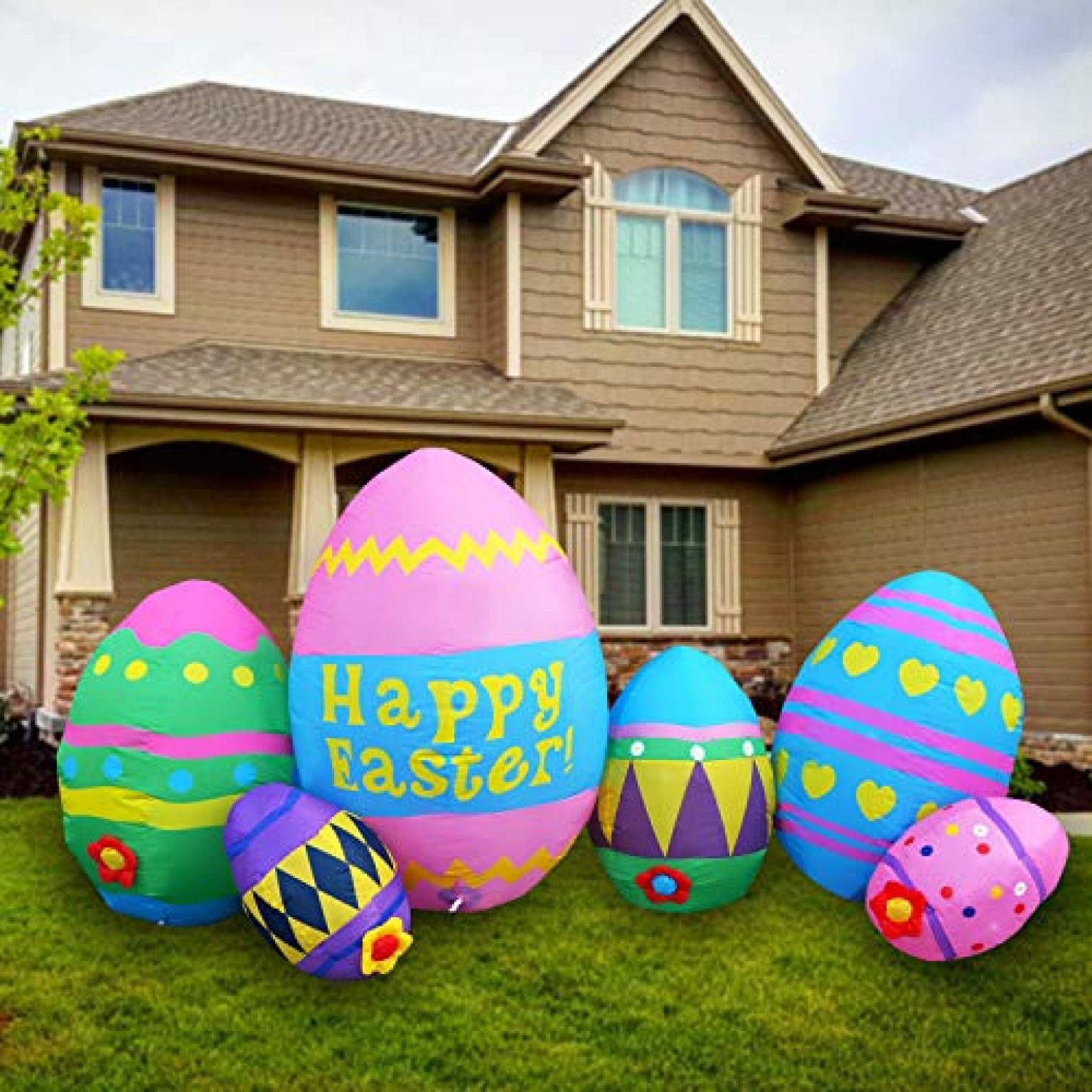 SEASONBLOW 8 Ft Easter Egg Inflatable Eggs Decoration for Indoor Outdoor Home Yard Lawn Decor