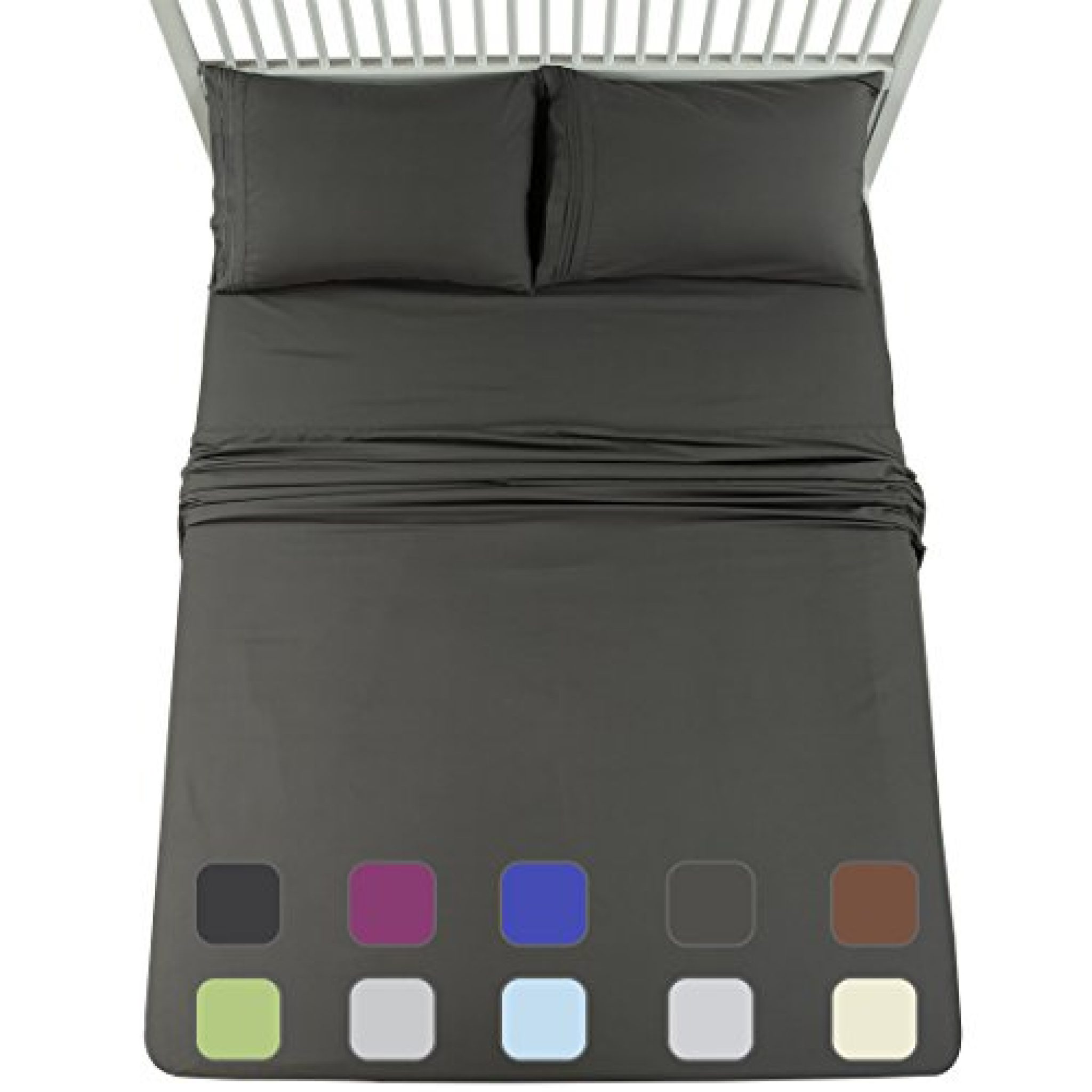 EMONIA 4 Pcs Sheet Set Soft Microfiber, Queen Size, Dark Grey — Deals from SaveaLoonie!