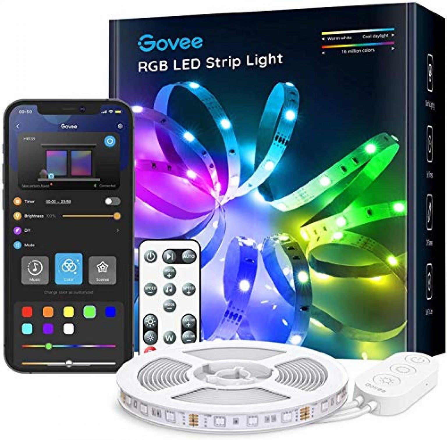 thumbnail interactive-video image 1 of Govee 16.4ft Waterproof LED Strip Lights – Clear, Smart Light Kit (Open Box - Never Used) 1 of 6