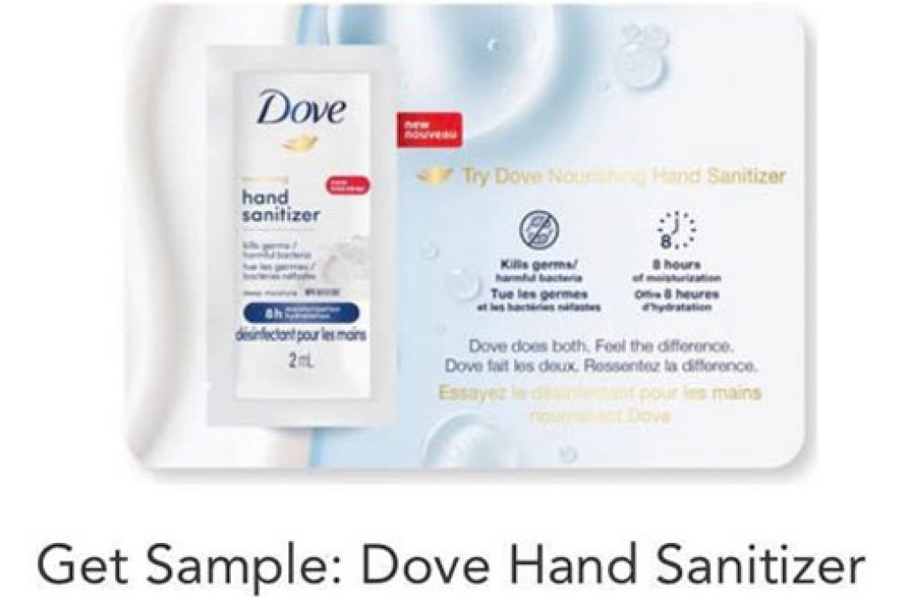 dove hand sanitizer free sample