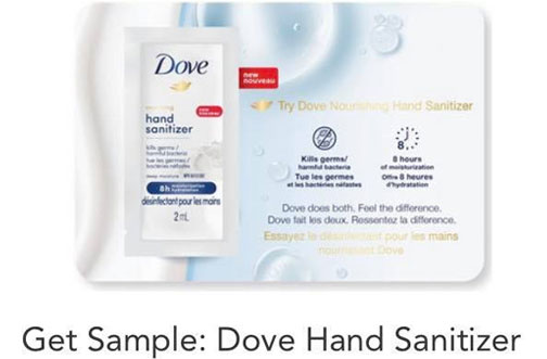 dove hand sanitizer free sample