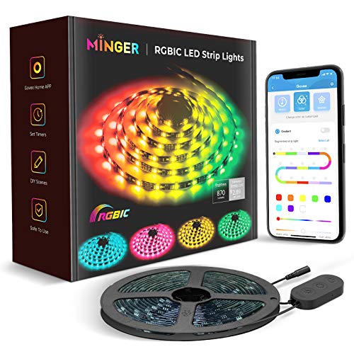MINGER 16.4ft RGBIC Smart Led Strip Lights with App Control