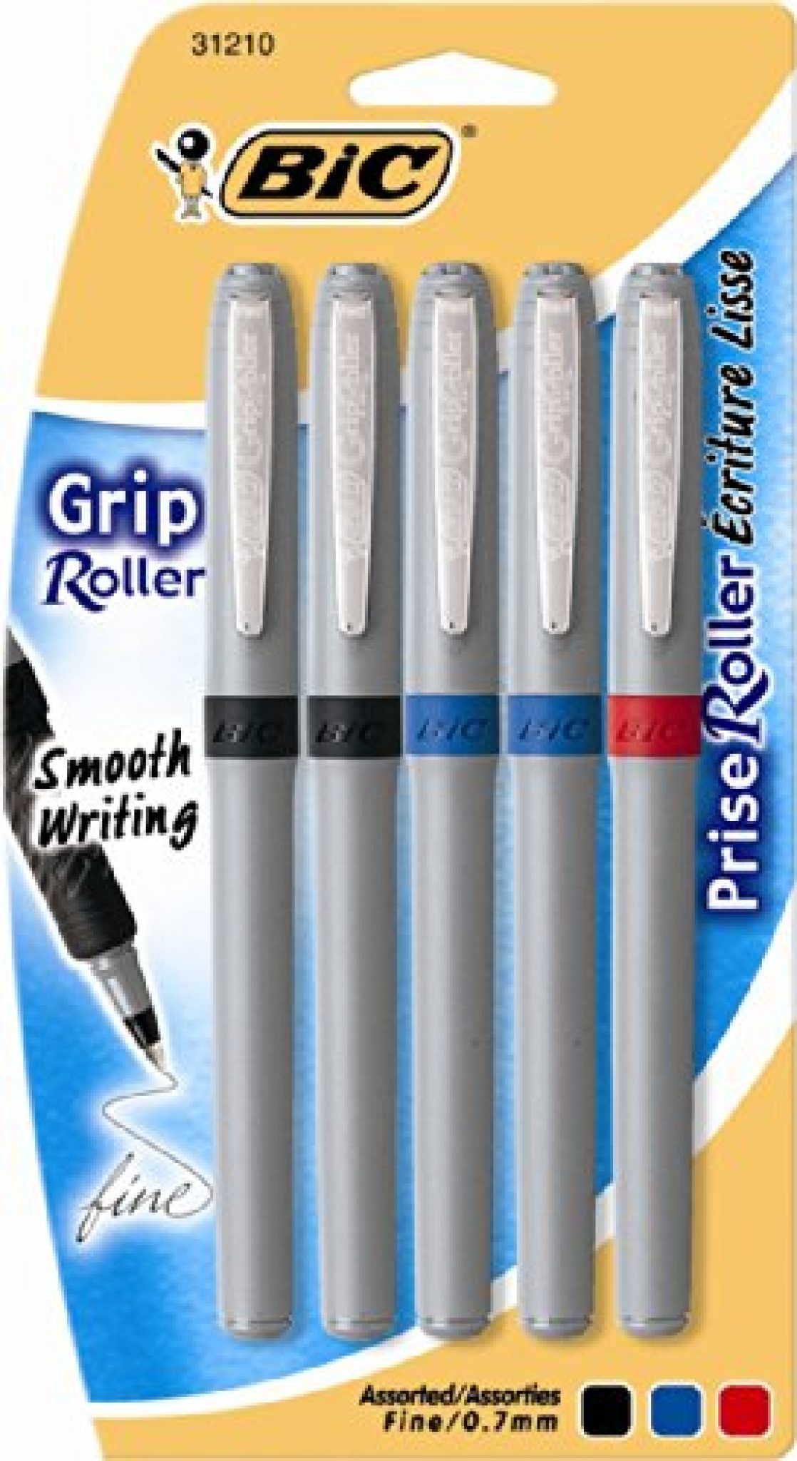 BIC Grip Roller Pens, Assorted, Fine0.7mm, 5pack — Deals from